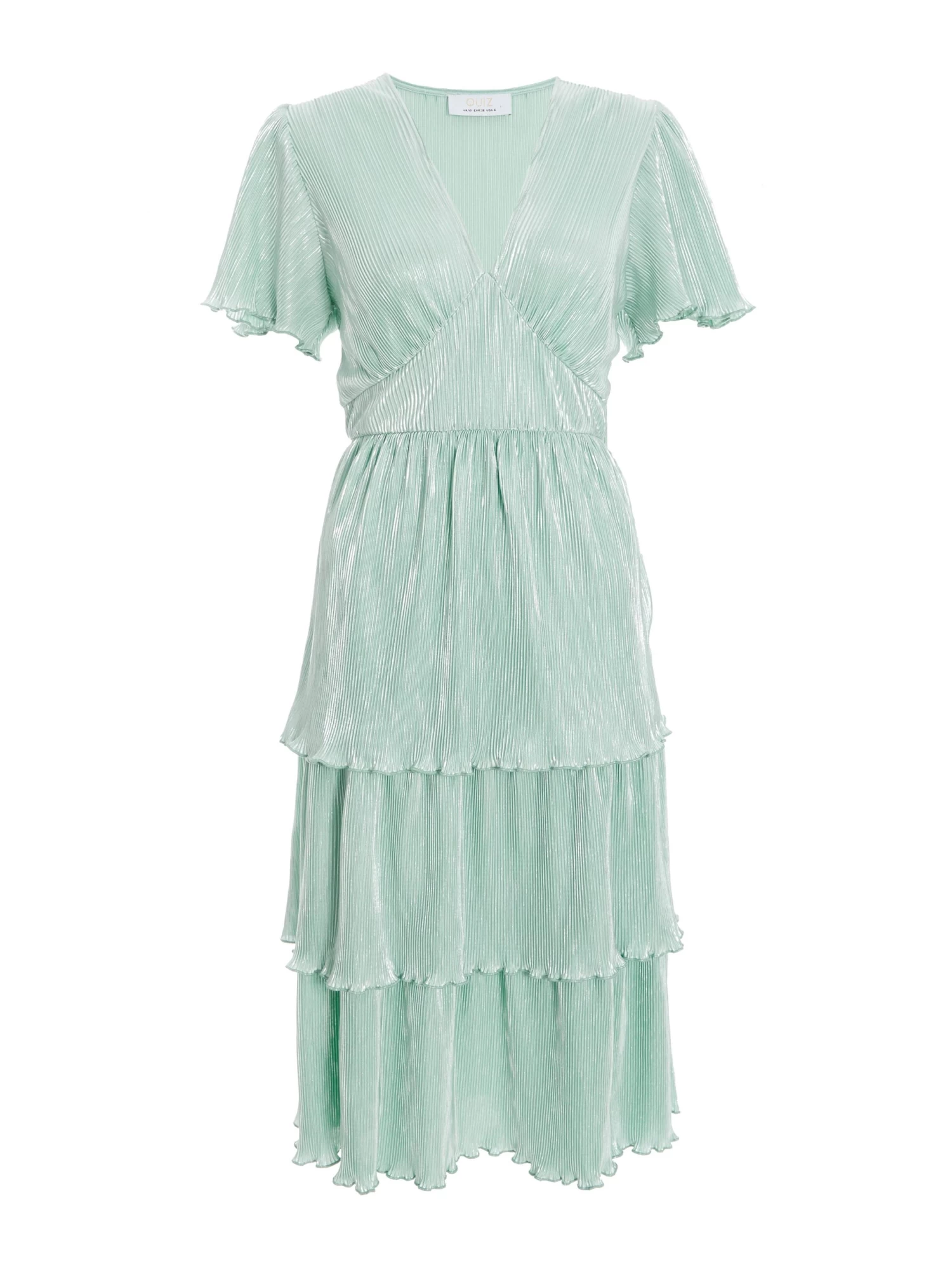 Mint Plisse Tiered Midi Dress