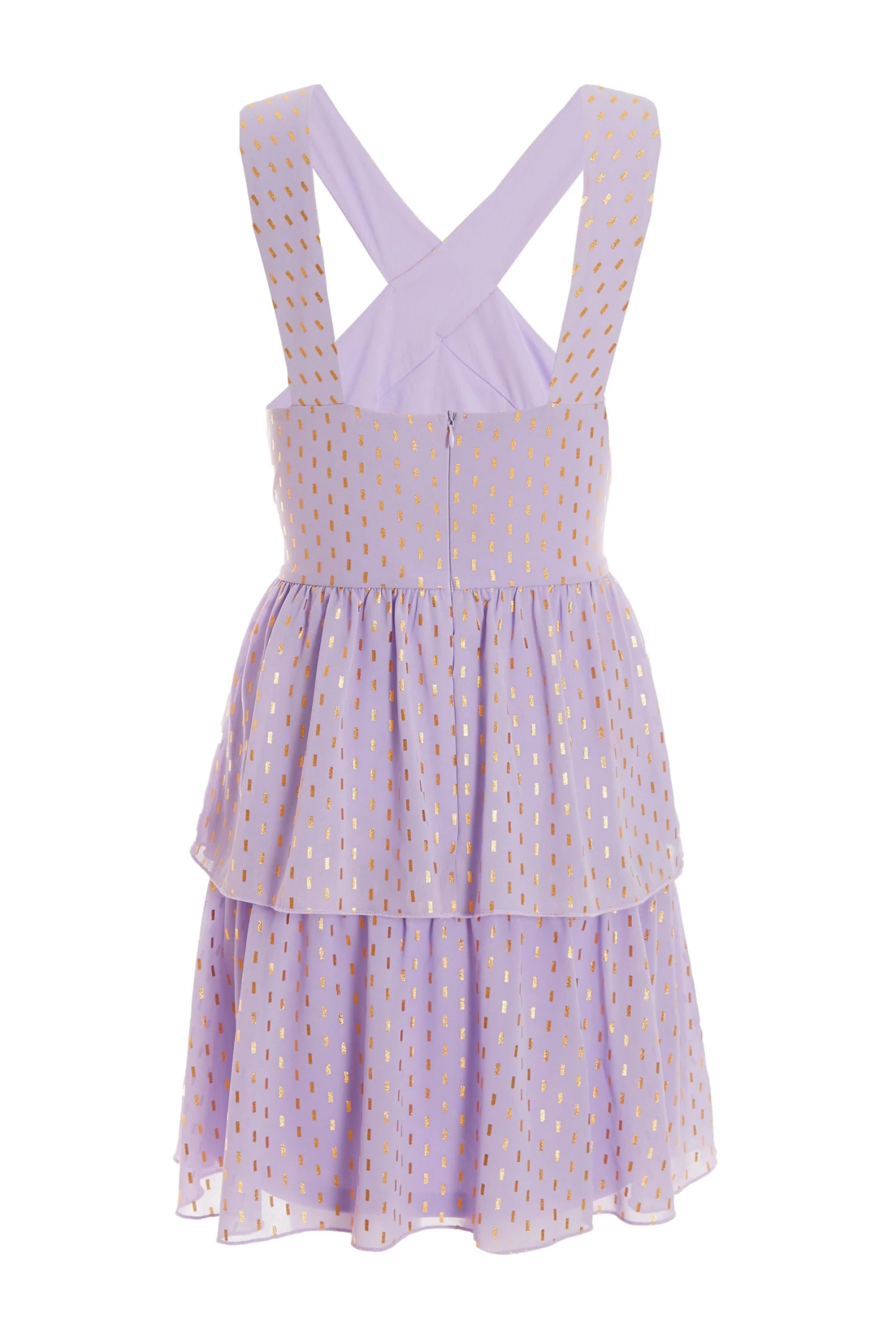 Lilac Chiffon Foil Tiered Mini Dress - Image 5
