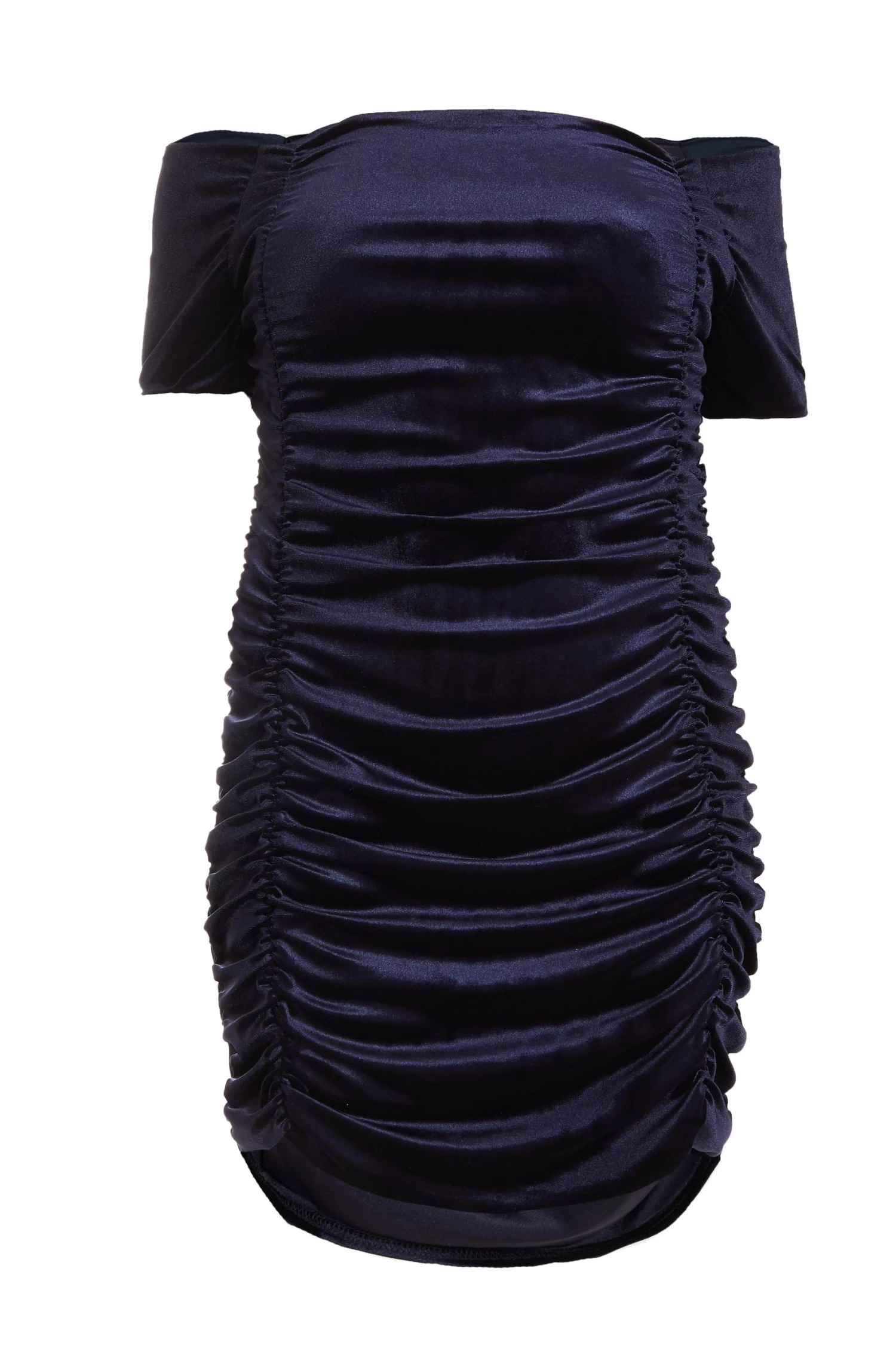 Curve Navy Velvet Ruched Midi Dress