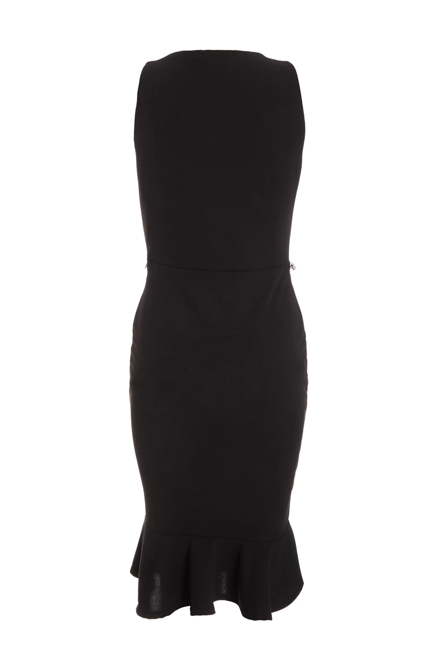 Petite Black Diamante Frill Midi Dress - Image 5