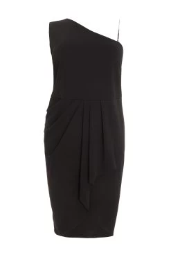 Curve Black One Shoulder Diamante Midi Dress