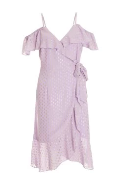 Petite Lilac Chiffon Foil Midi Dress