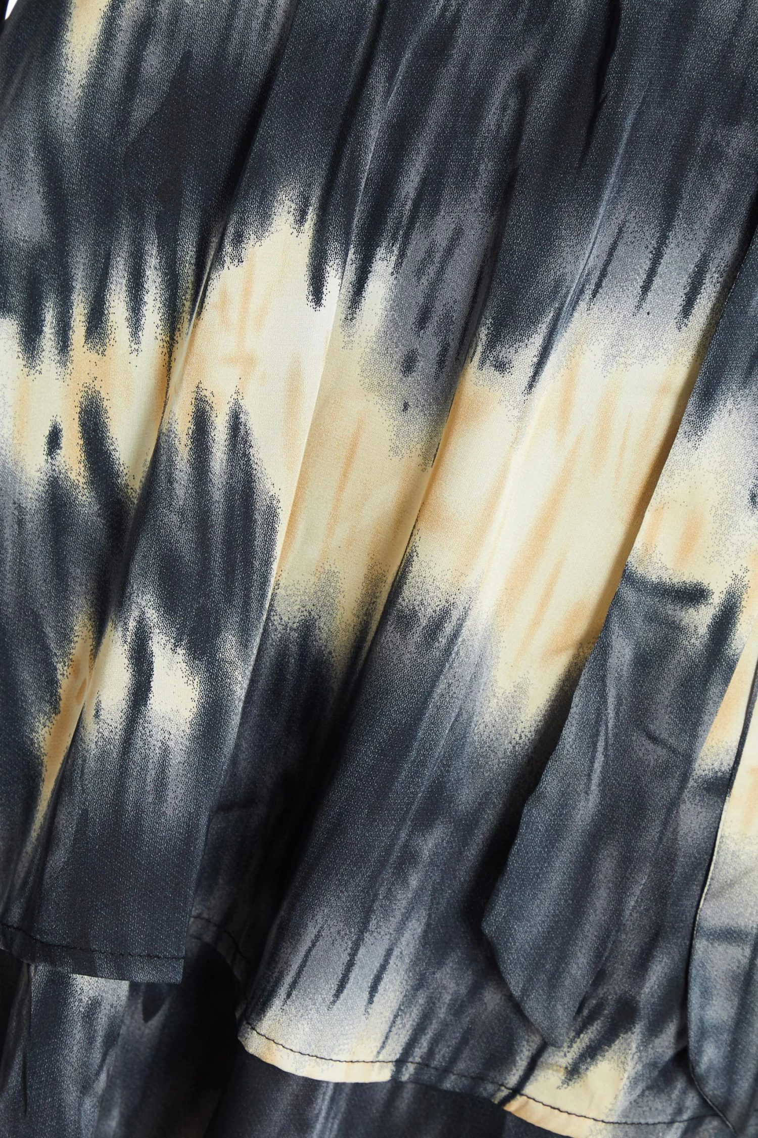 Champagne Satin Marble Print Wrap Mini Dress - Image 6