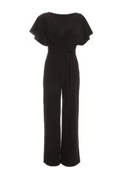 Black Angel Sleeve Palazzo Jumpsuit