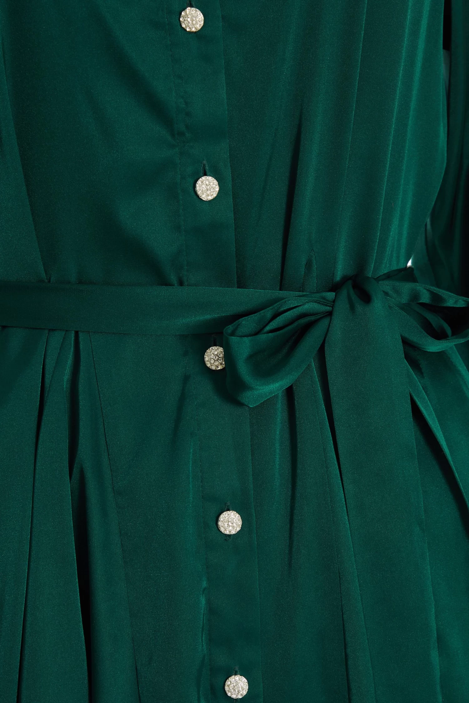 Bottle Green Diamante Shirt Mini Dress - Image 6