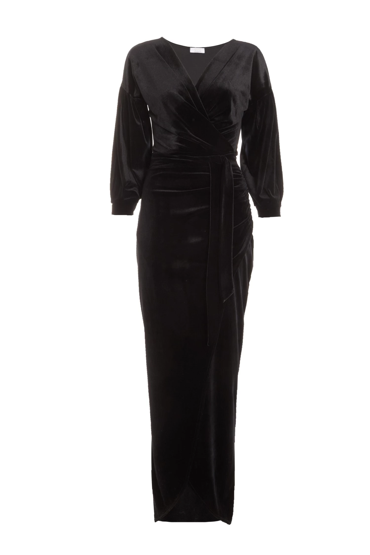 Black Velvet Wrap Maxi Dress