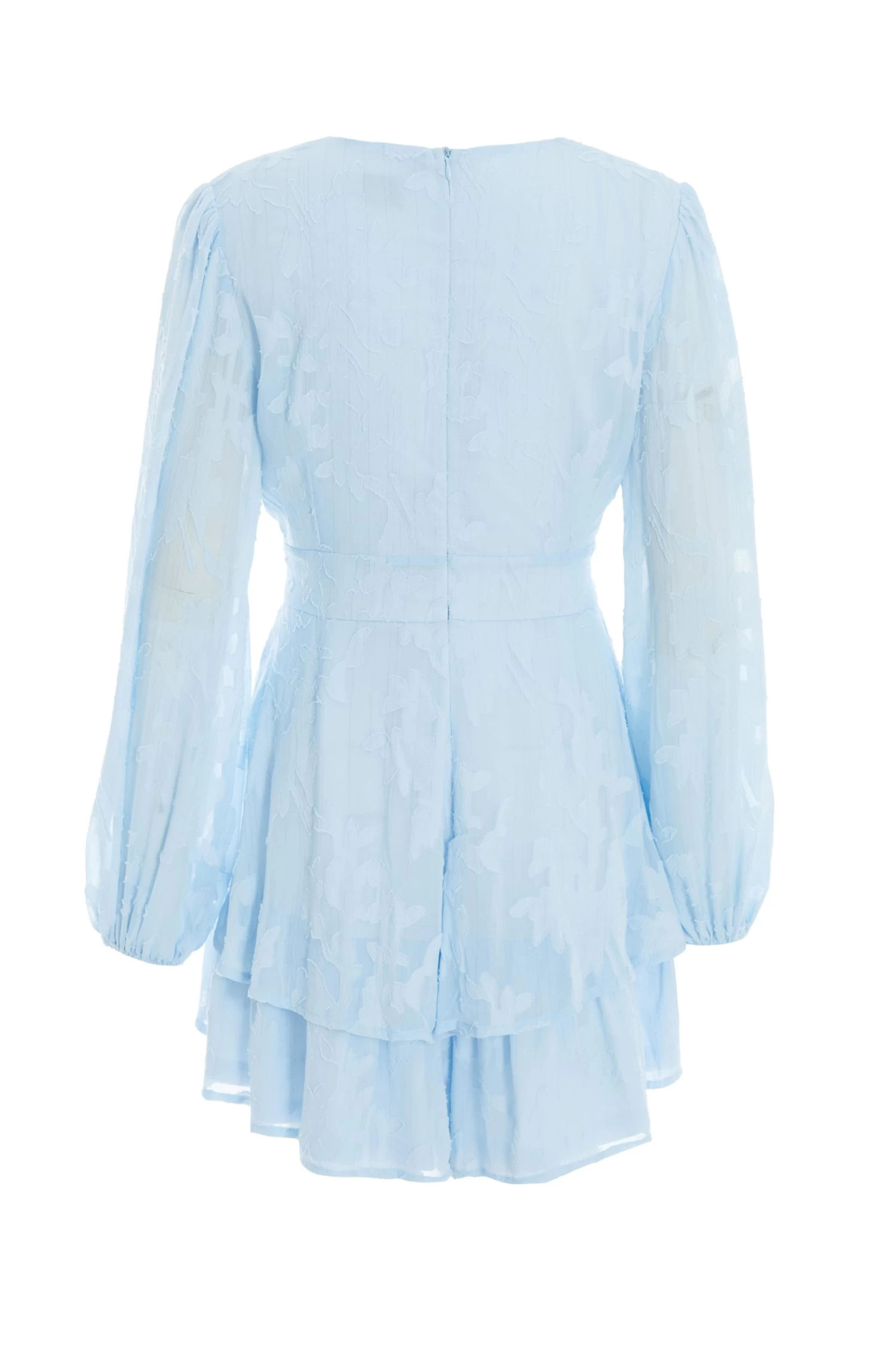 Light Blue Floral Jacquard Tiered Playsuit - Image 5