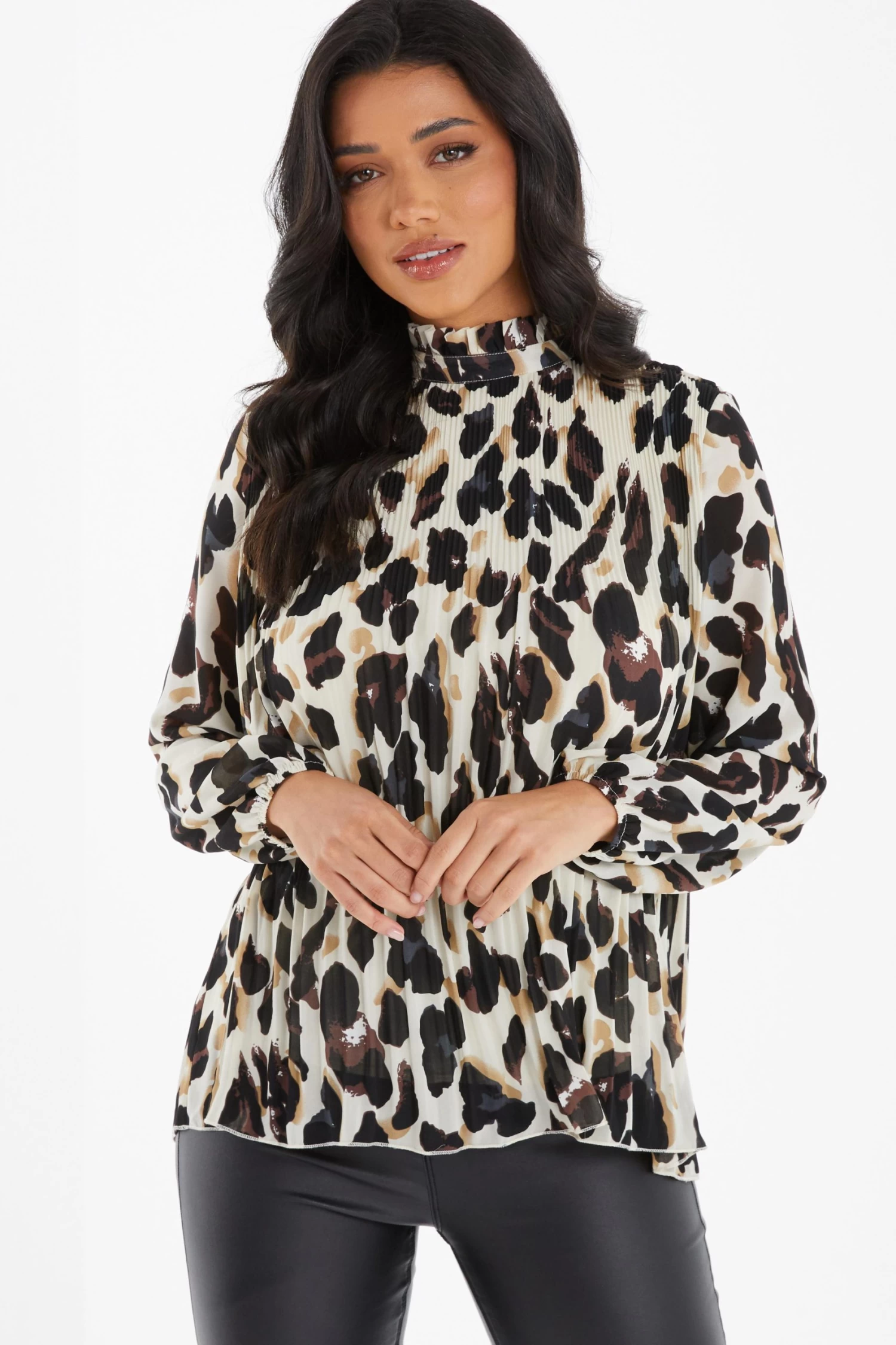Stone Animal Print Chiffon Blouse - Image 2