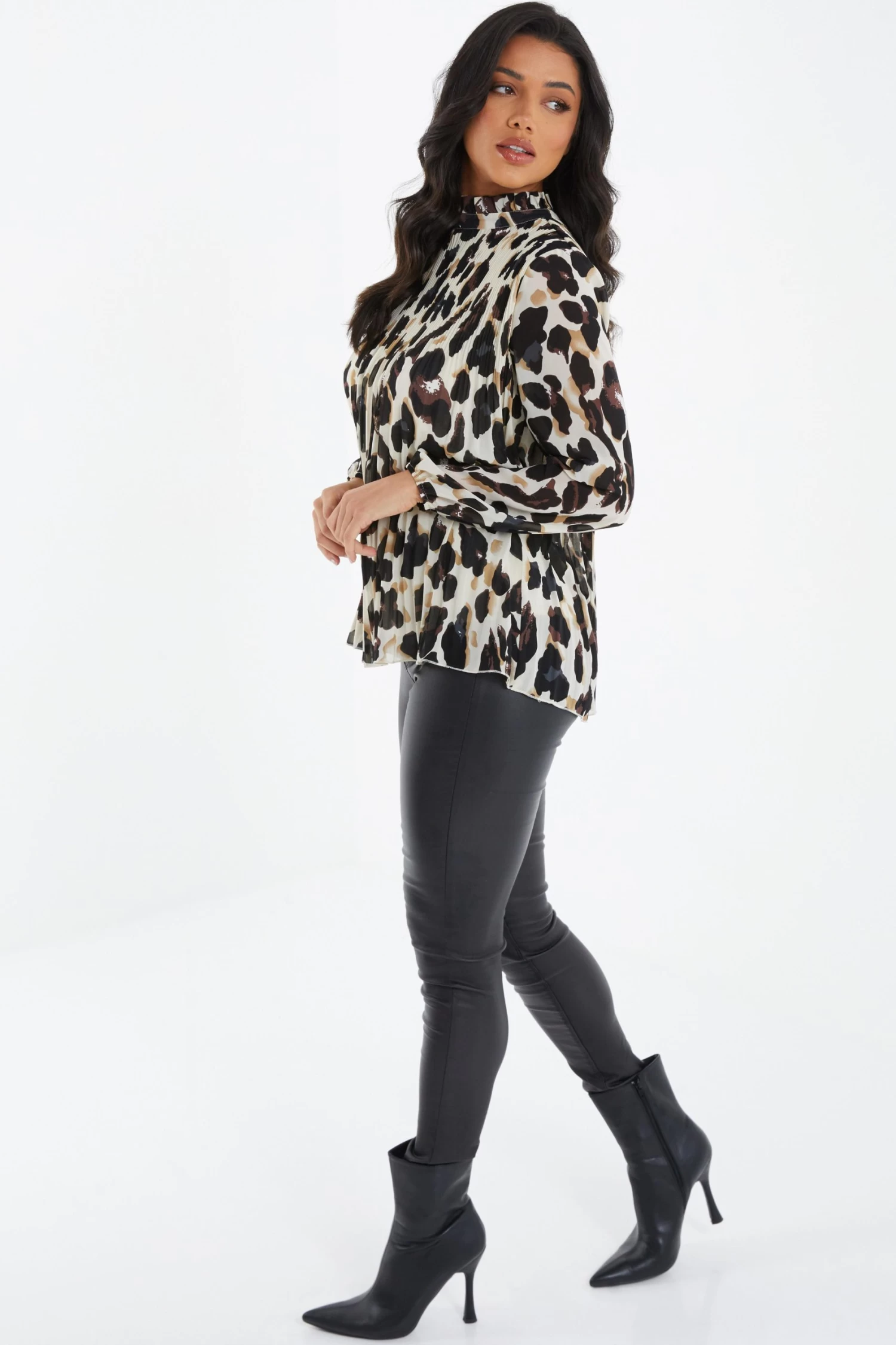 Stone Animal Print Chiffon Blouse - Image 4