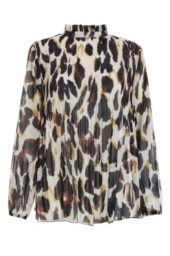 Stone Animal Print Chiffon Blouse