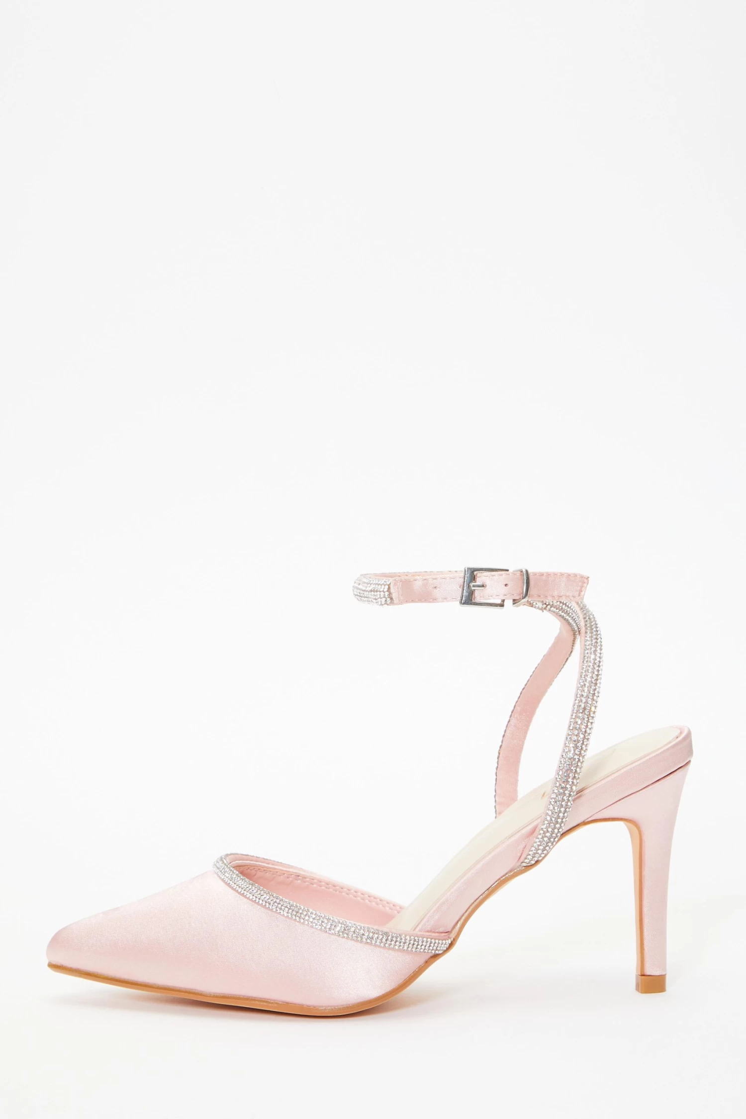 Pink Satin Diamante Trim Courts