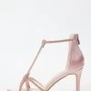 Pink Satin Diamante Cross Strap Heeled Sandals