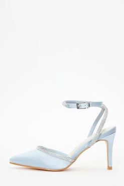 Blue Satin Diamante Trim Courts