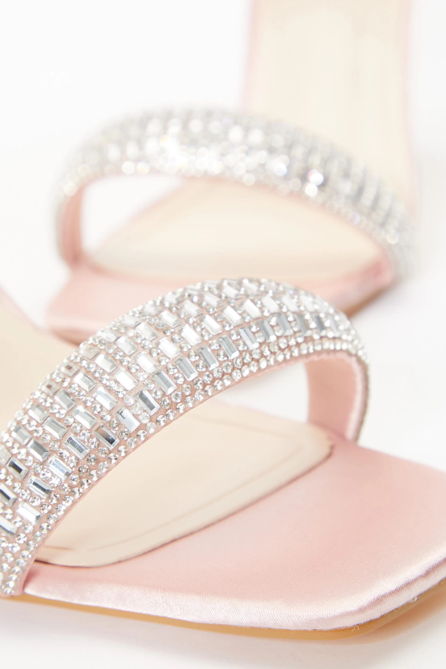 Pink Satin Diamante Heeled Sandals - Image 5