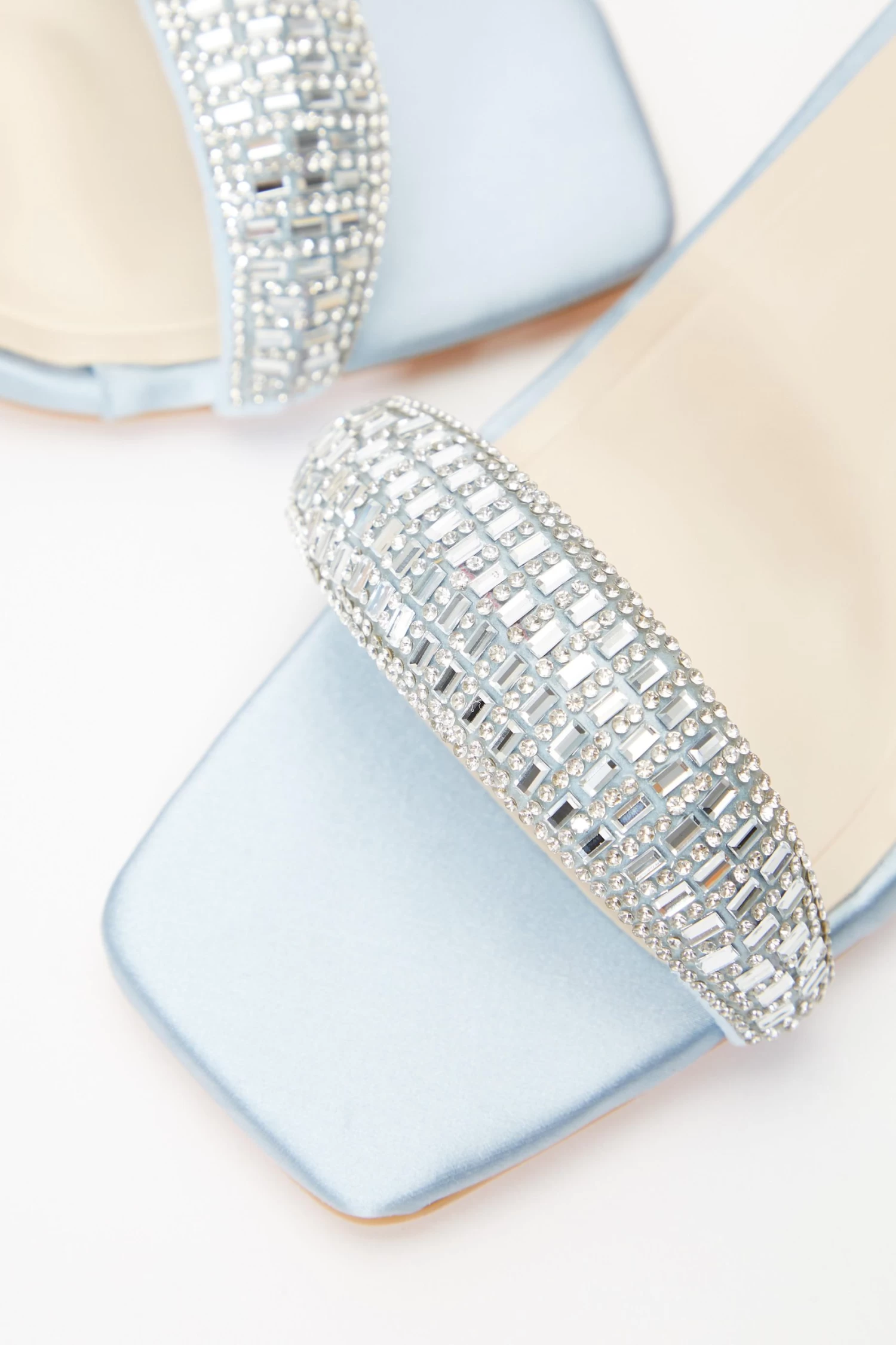 Blue Satin Diamante Heeled Sandals - Image 5