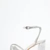 Silver Foil Diamante Block Heeled Sandals