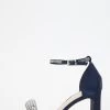 Navy Satin Diamante Heeled Sandals