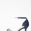 Navy Satin Diamante Mesh Low Heels