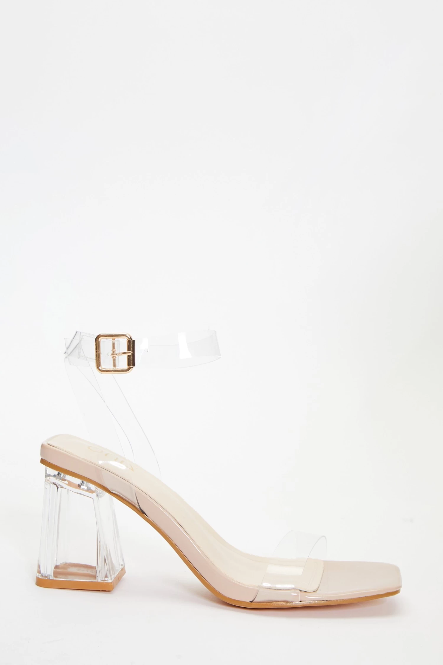 Nude Clear Mid Heeled Sandals - Image 2