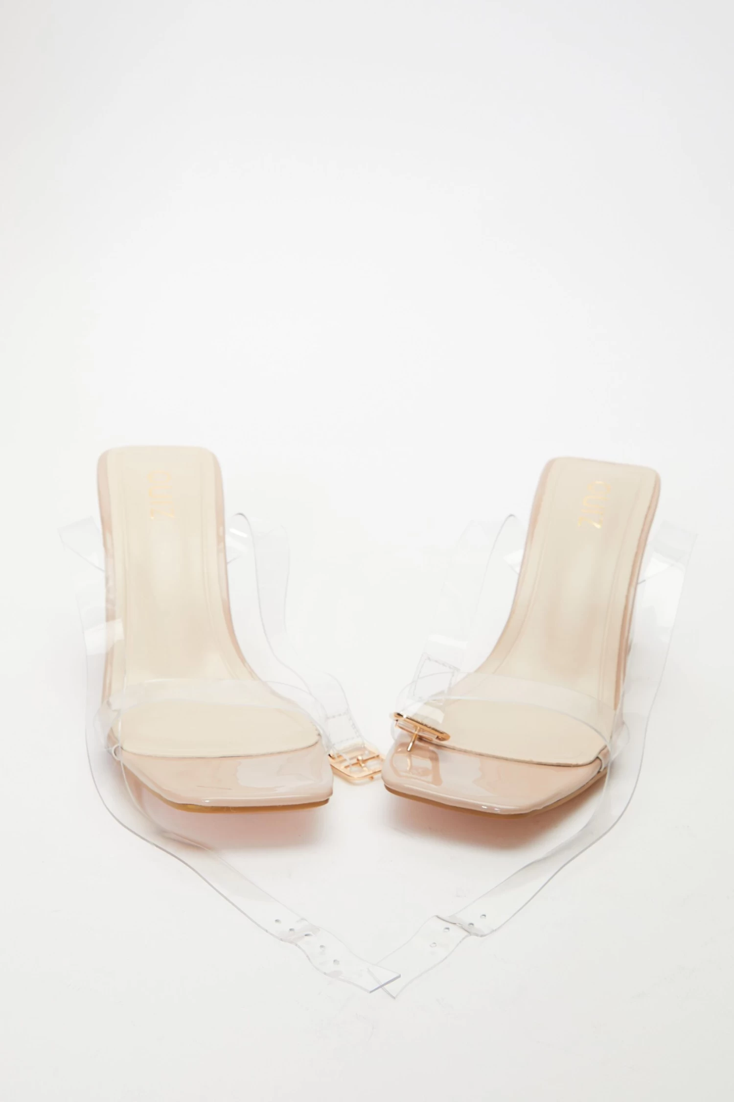 Nude Clear Mid Heeled Sandals - Image 4