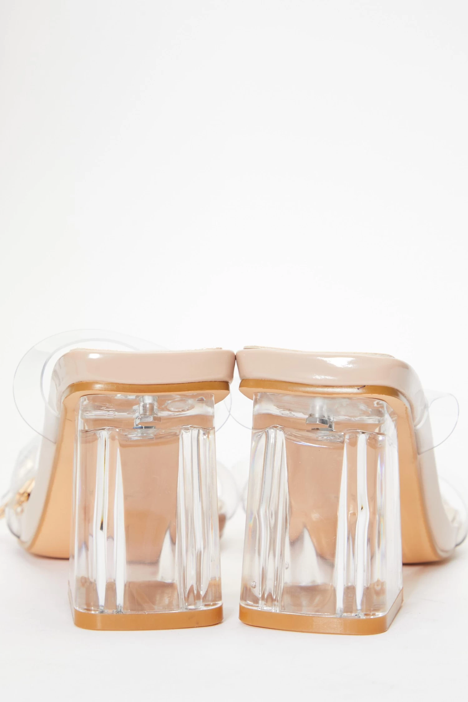 Nude Clear Mid Heeled Sandals - Image 5