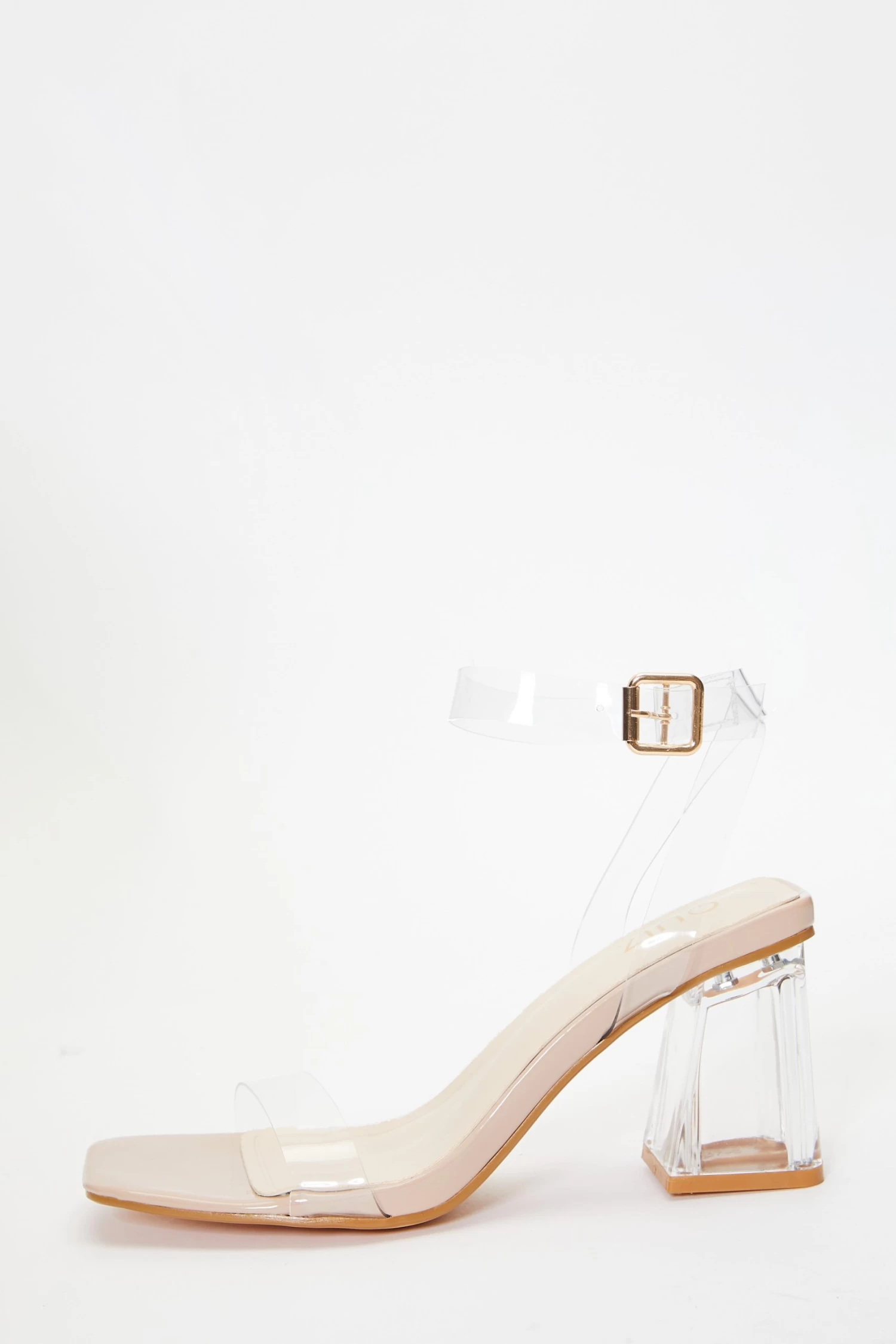Nude Clear Mid Heeled Sandals