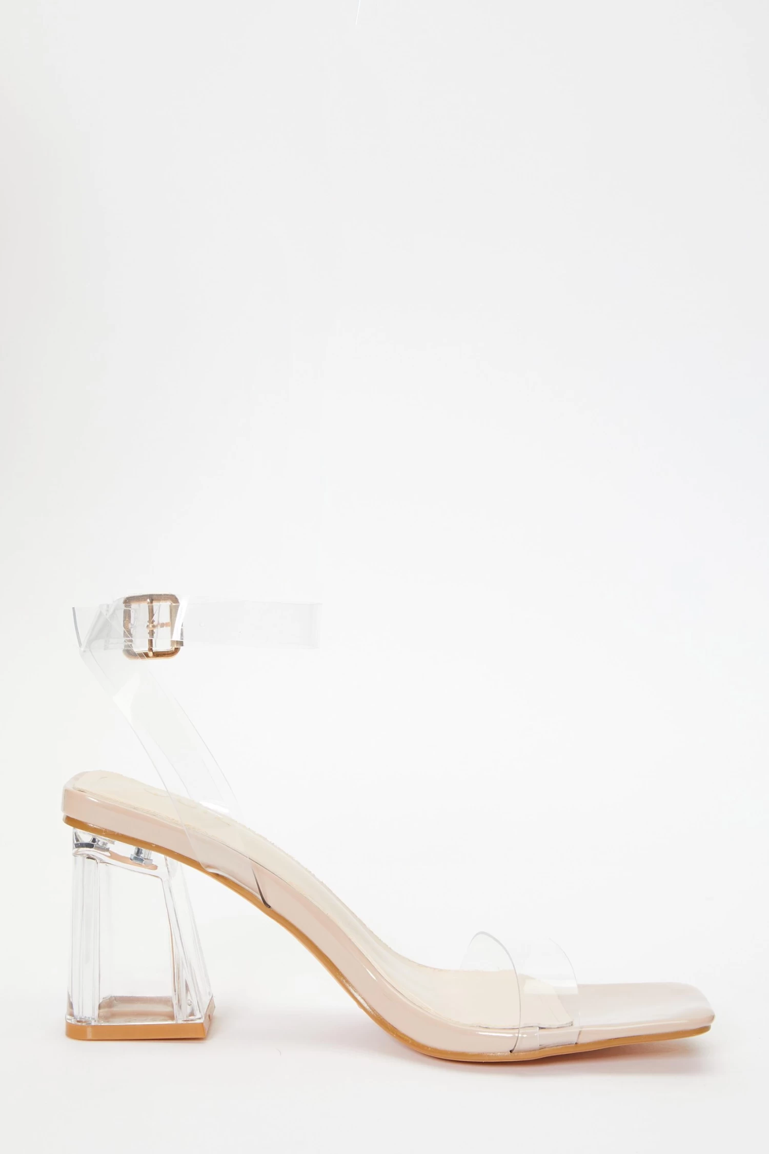 Nude Clear Mid Heeled Sandals - Image 6