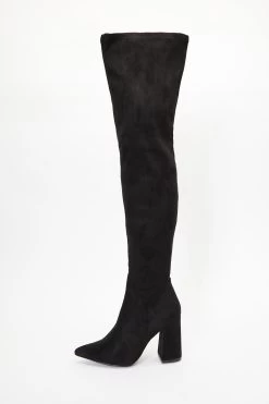Wide Fit Black Over The Knee Heeled Boots