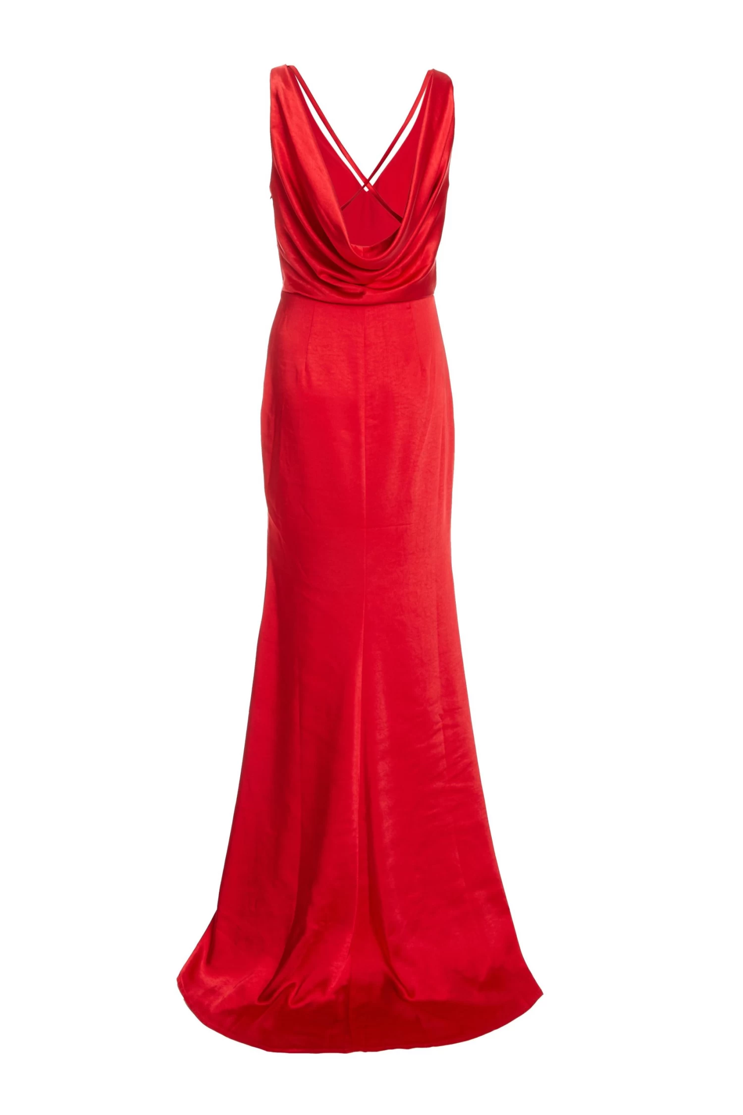 Red Satin Maxi Dress - Image 5