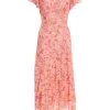 Pink Chiffon Paisley Print Maxi Dress