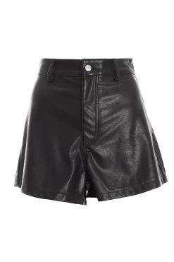 Black Faux Leather Shorts