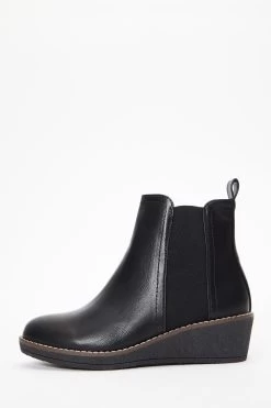 Black Wedge Ankle Boots