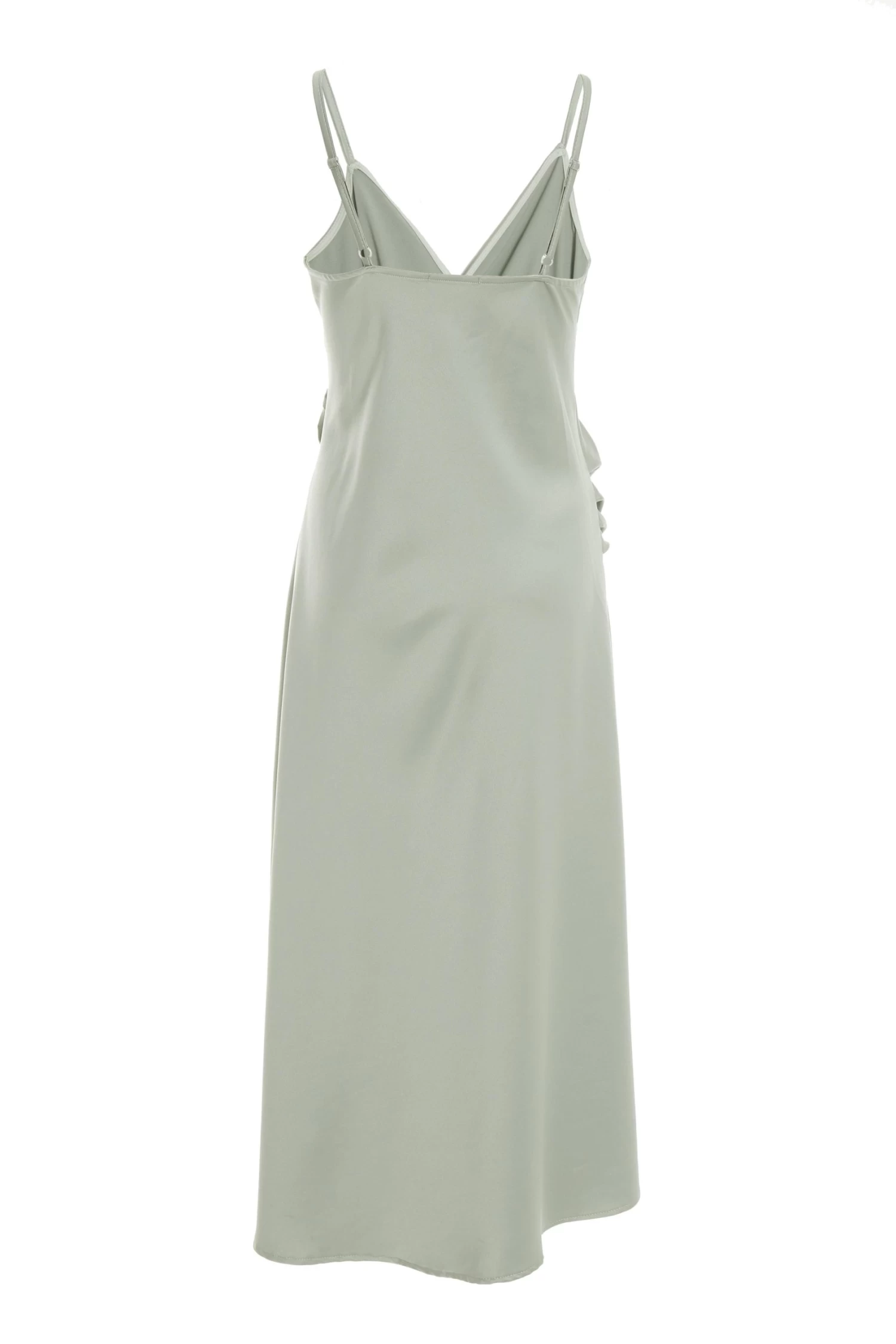 Sage Satin Wrap Floral Midi Dress - Image 5