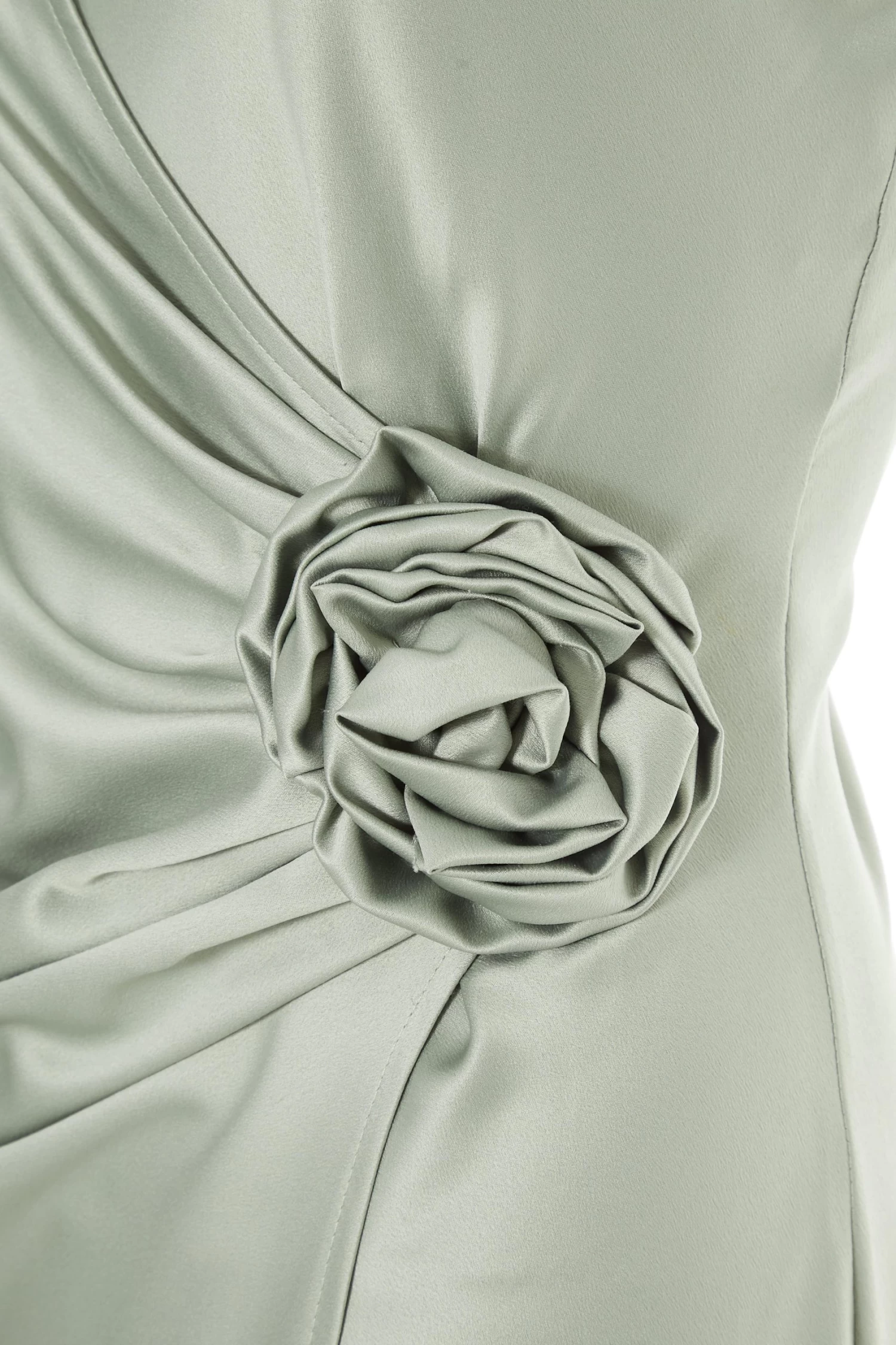 Sage Satin Wrap Floral Midi Dress - Image 6