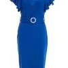 Royal Blue Frill Bodycon Midi Dress