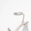 Grey Satin Diamante Triangle Heeled Sandals