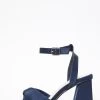 Navy Satin Block Heel Sandals