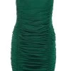 Green Bandeau Ruched Mini Dress