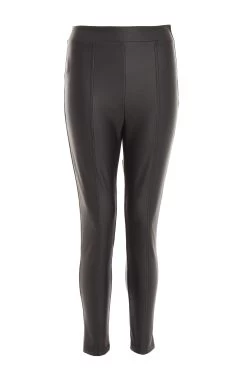 Black Faux Leather Seam Leggings