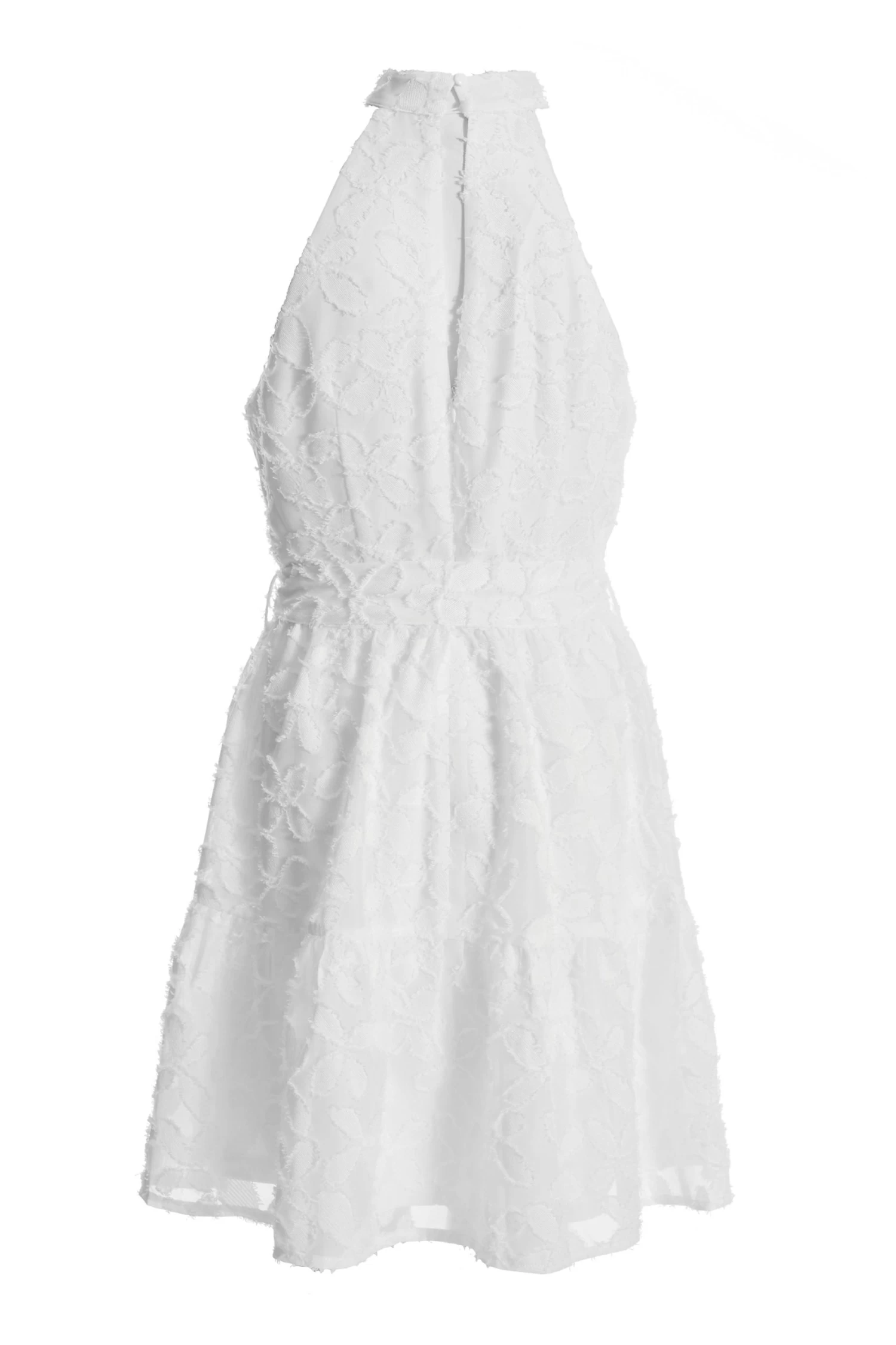 White Jacquard Halter Neck Mini Dress - Image 5