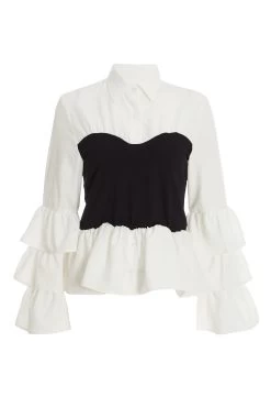 White Corcet Style Frill Shirt