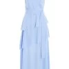 Blue Chiffon Frill Midiaxi Dress
