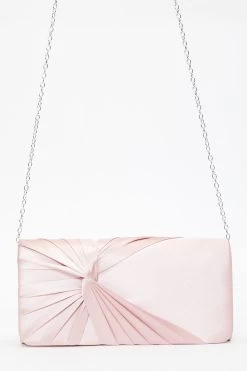 Pink Satin Twist Clutch Bag