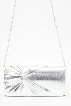 Silver Foil Twist Clutch Bag