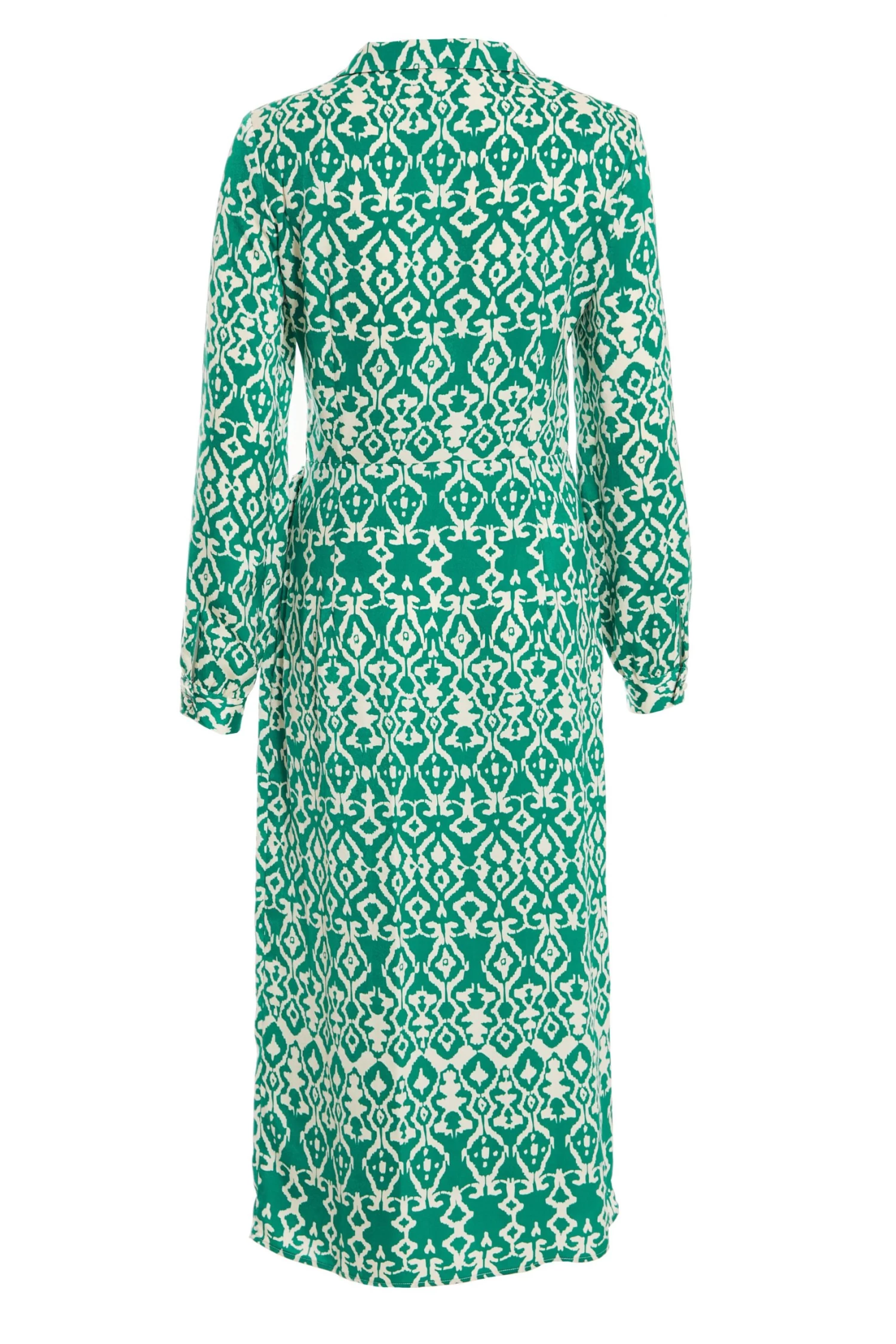 Green Satin Aztec Wrap Midi Dress - Image 5