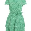 Green Polka Dot Wrap Mini Dress