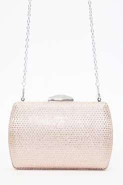Champagne Satin Diamante Box Bag