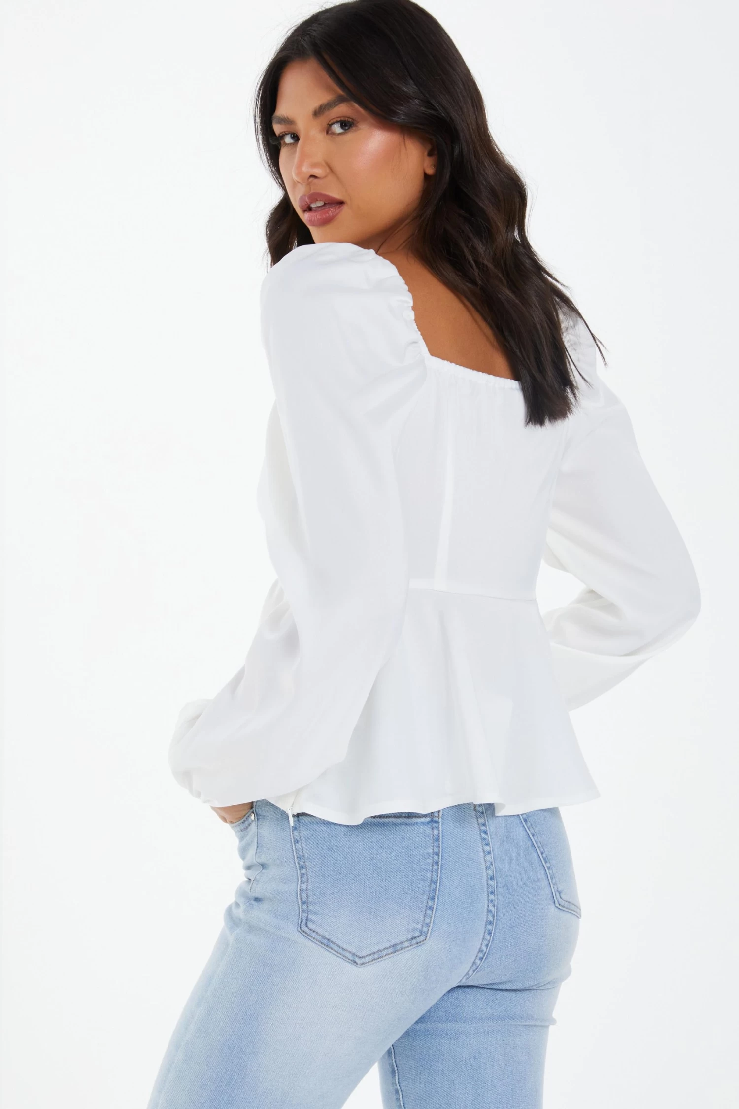 Cream Satin Ruched Top - Image 3