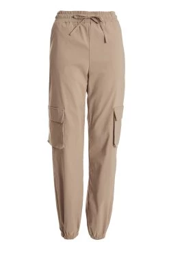 Stone Tie Waist Cargo Trousers