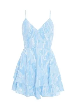 Blue Brush Stroke Tie Back Playsuit
